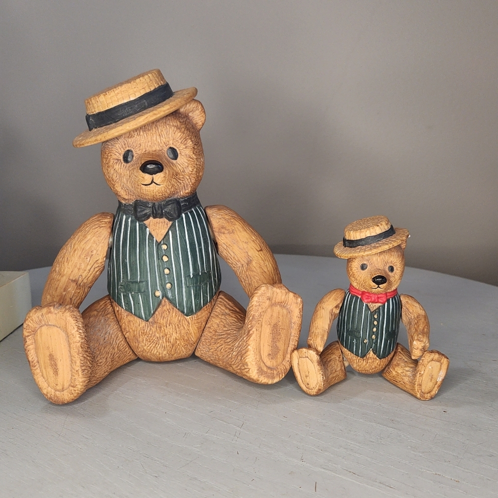 Vintage 1983 Pair Of Ted E. Bear by Department 56 – Articulated Ceramic Bear